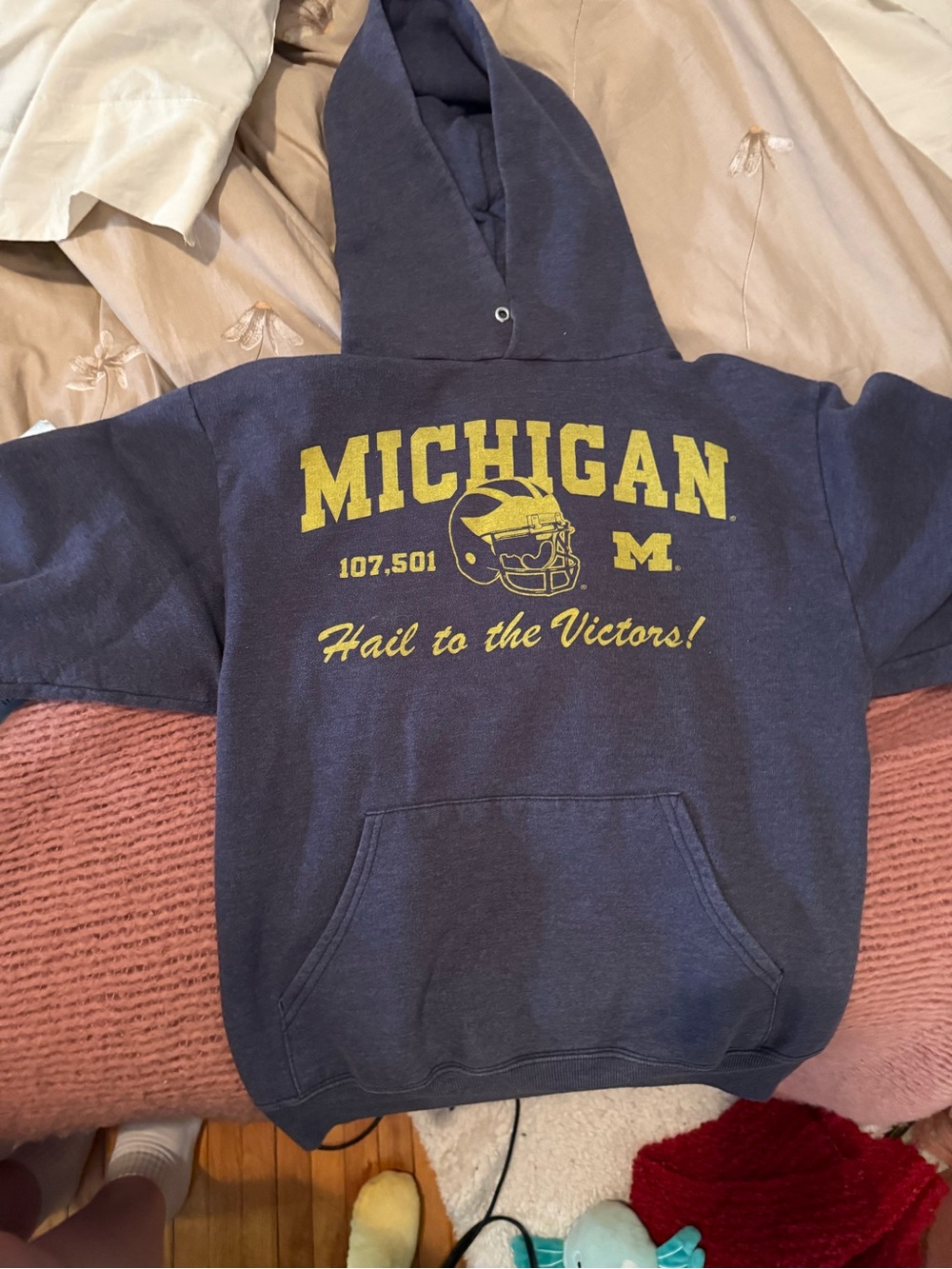 Michigan Hail to the Victors! Navy Blue Crewneck Hoodie